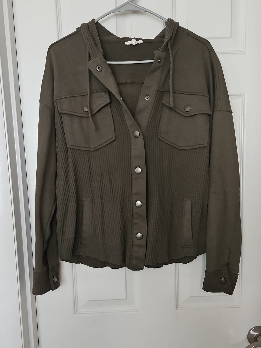 Maurices Olive Hooded Button-down Shirt